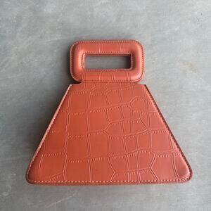 Sabo Skirt Rico Handle Bag Blood Orange Vegan Croc Embossed